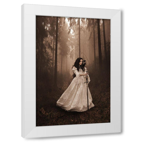 Babette Warrior White Modern Wood Framed Art Print by Babette