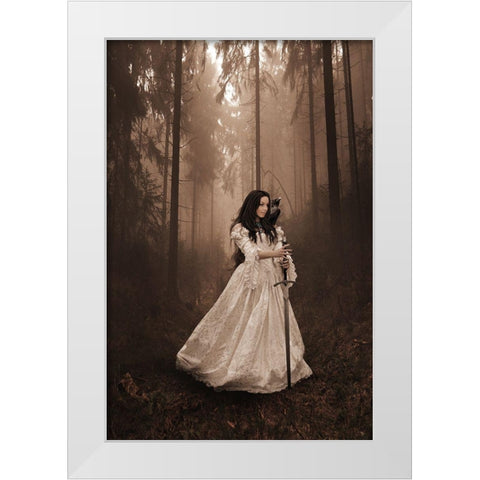 Babette Warrior White Modern Wood Framed Art Print by Babette