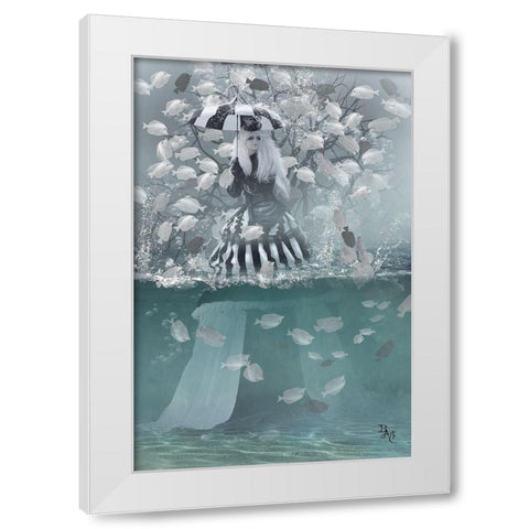 Balderdash Fishes White Modern Wood Framed Art Print by Babette