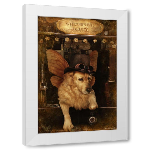 Buddy 1 White Modern Wood Framed Art Print by Babette