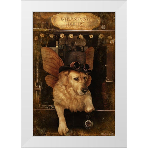 Buddy 1 White Modern Wood Framed Art Print by Babette