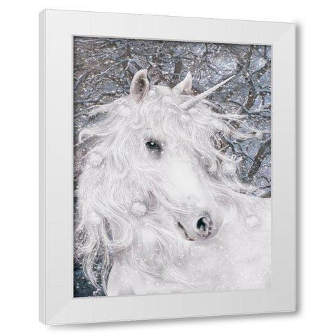Christmas Unicorn White Modern Wood Framed Art Print by Babette
