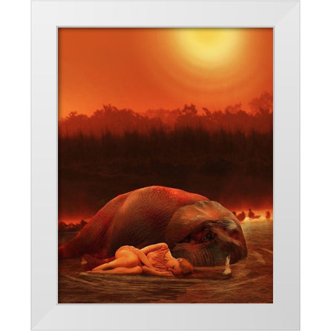 Elephant Ritual 2 White Modern Wood Framed Art Print by Babette