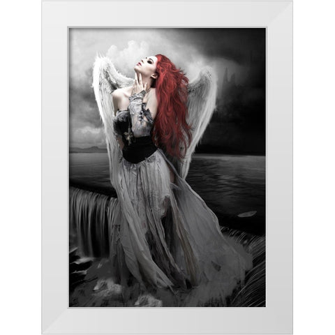 The Sound Of Water White Modern Wood Framed Art Print by Babette