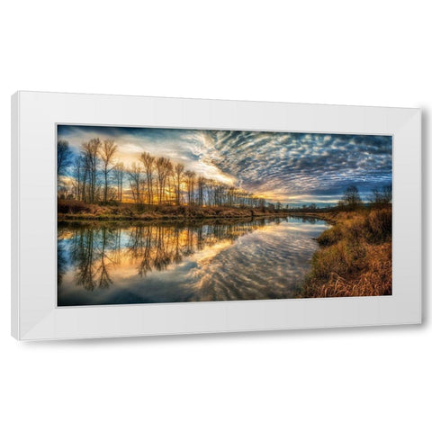 Clouds And River White Modern Wood Framed Art Print by Kostka, Vladimir