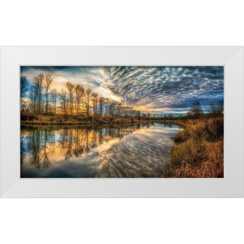 Clouds And River White Modern Wood Framed Art Print by Kostka, Vladimir