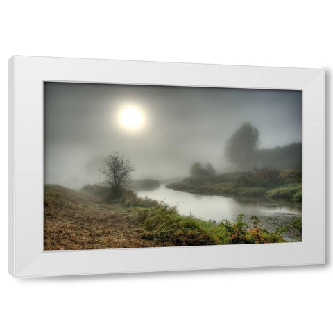 Foggy River White Modern Wood Framed Art Print by Kostka, Vladimir