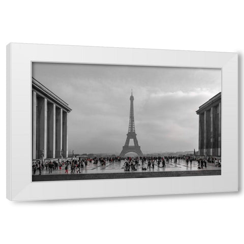 Paris With Red Accents White Modern Wood Framed Art Print by Kostka, Vladimir