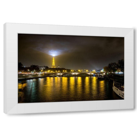 Eifeltower Lights White Modern Wood Framed Art Print by Kostka, Vladimir