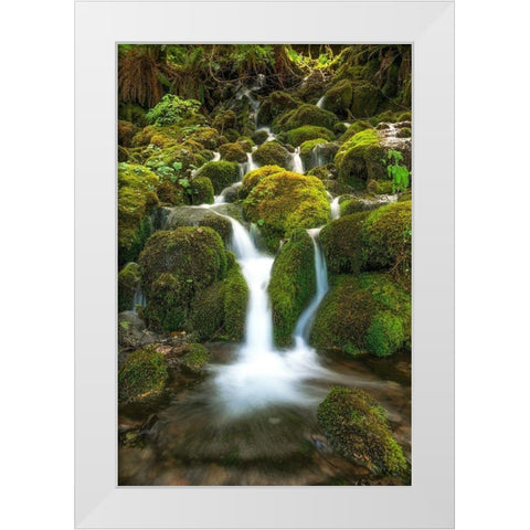 Waterfall I White Modern Wood Framed Art Print by Kostka, Vladimir