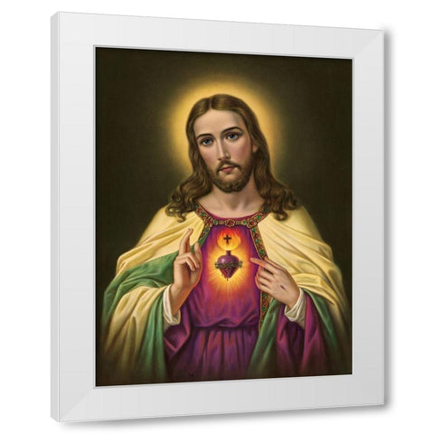 HL. HERZ JESU White Modern Wood Framed Art Print by Anonymous
