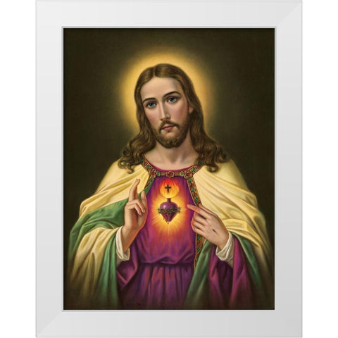 HL. HERZ JESU White Modern Wood Framed Art Print by Anonymous