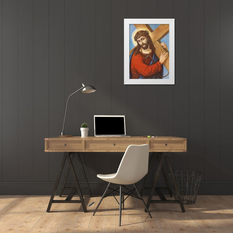 KREUZTRAGENDER CHRISTUS White Modern Wood Framed Art Print by Anonymous