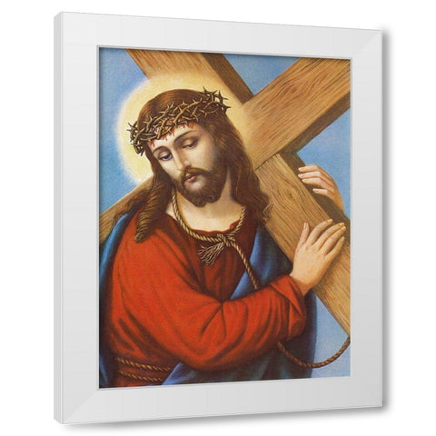 KREUZTRAGENDER CHRISTUS White Modern Wood Framed Art Print by Anonymous