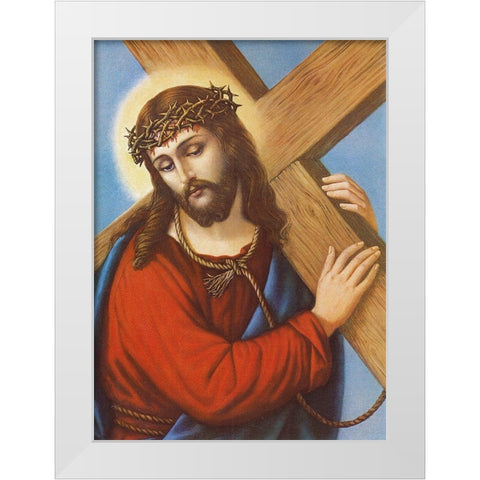 KREUZTRAGENDER CHRISTUS White Modern Wood Framed Art Print by Anonymous