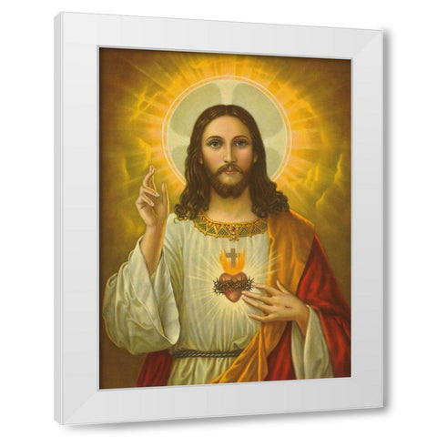 HL. HERZ JESU White Modern Wood Framed Art Print by Anonymous
