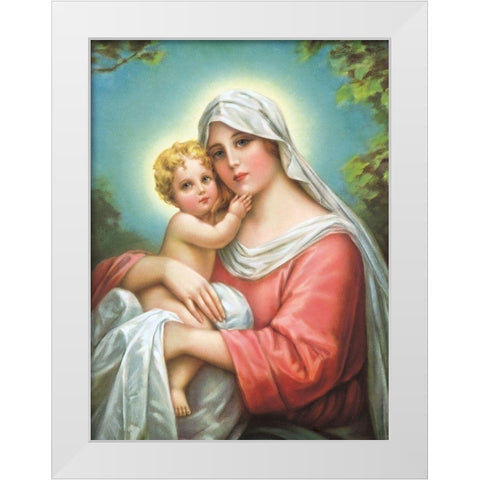 MADONNA White Modern Wood Framed Art Print by Anonymous