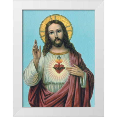 HL. HERZ JESU White Modern Wood Framed Art Print by Anonymous