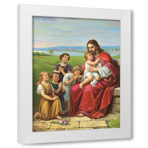 LASSET DIE KINDLEIN ZU MIR KOMMEN White Modern Wood Framed Art Print by Anonymous