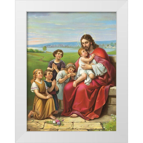 LASSET DIE KINDLEIN ZU MIR KOMMEN White Modern Wood Framed Art Print by Anonymous