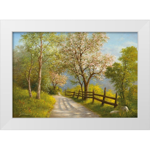 SPRING REVERIE White Modern Wood Framed Art Print by Schoelnhammer, Heinz