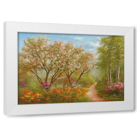 SUNLIGHT PATH White Modern Wood Framed Art Print by Schoelnhammer, Heinz