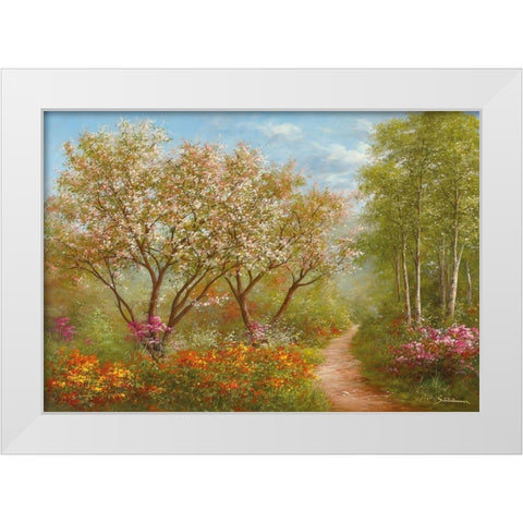 SUNLIGHT PATH White Modern Wood Framed Art Print by Schoelnhammer, Heinz