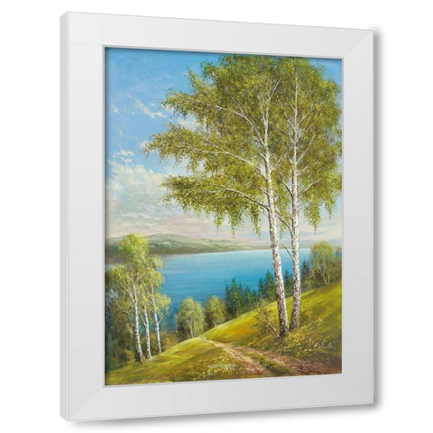 BIRCHES AT THE LAKE II White Modern Wood Framed Art Print by Glassl, Helmut