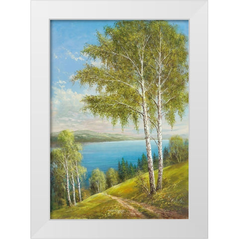 BIRCHES AT THE LAKE II White Modern Wood Framed Art Print by Glassl, Helmut