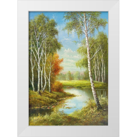 BIRCHES White Modern Wood Framed Art Print by Glassl, Helmut