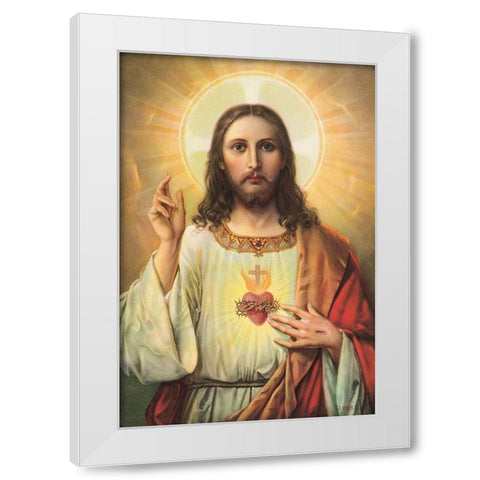 HL. HERZ JESU White Modern Wood Framed Art Print by Anonymous