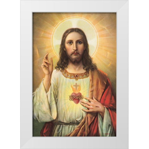 HL. HERZ JESU White Modern Wood Framed Art Print by Anonymous