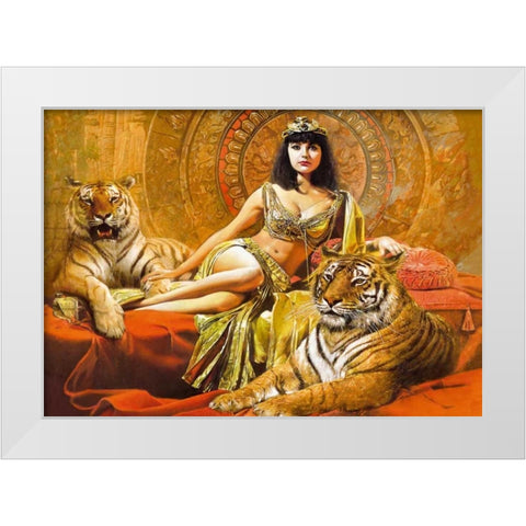 Cleopatra White Modern Wood Framed Art Print by Voss, Johan