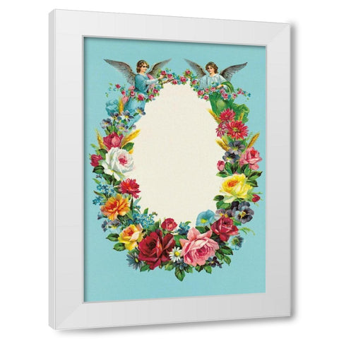 BLUMENKRANZ MIT ENGELN White Modern Wood Framed Art Print by Anonymous