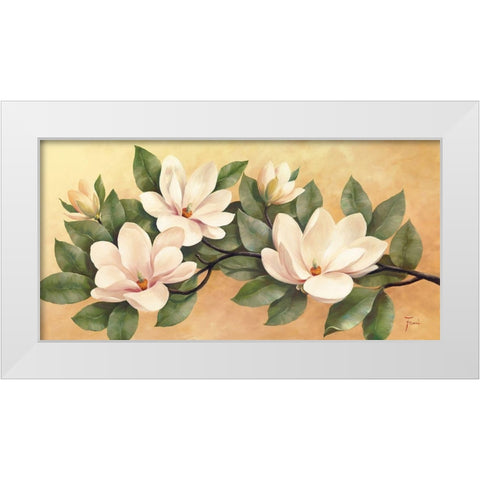MAGNOLIA White Modern Wood Framed Art Print by Fasani