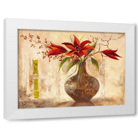 Red Lilies White Modern Wood Framed Art Print by Field, Anna