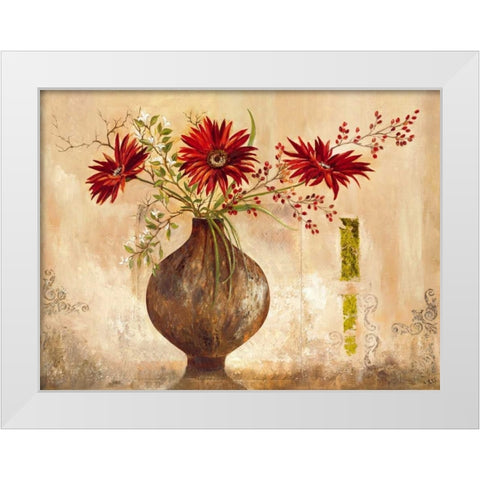 Red Gerberas White Modern Wood Framed Art Print by Field, Anna