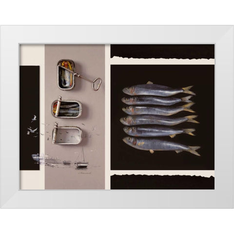 Toute Une Vie De Poisson White Modern Wood Framed Art Print by Chamard, Jean-Marc