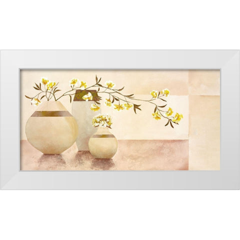 Golden Blossom I White Modern Wood Framed Art Print by Sedalia, David