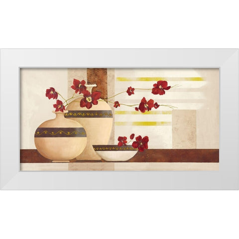 Red Blossom I White Modern Wood Framed Art Print by Sedalia, David