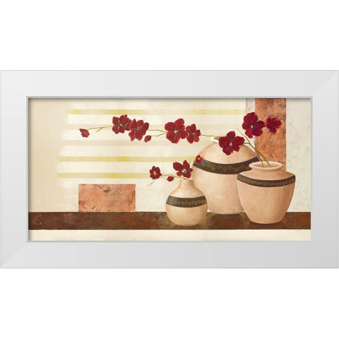 Red Blossom II White Modern Wood Framed Art Print by Sedalia, David