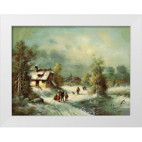 WINTER WALK White Modern Wood Framed Art Print by Pila
