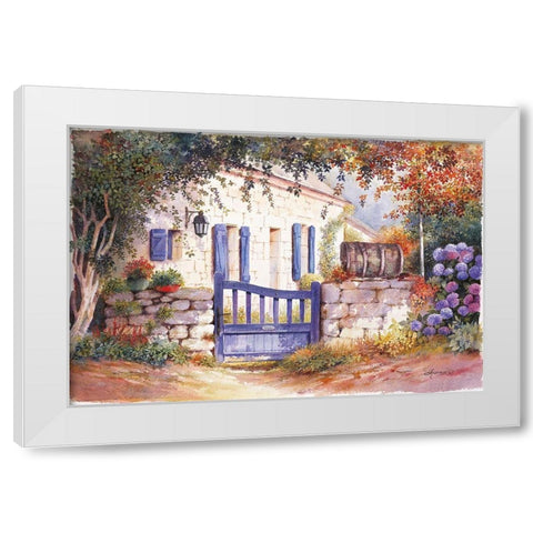PORTE BLUE II White Modern Wood Framed Art Print by Chamard, Jean-Marc