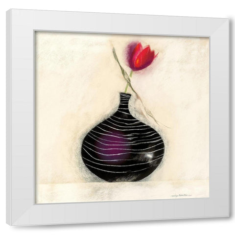 TULIP IN BLACK VASE I White Modern Wood Framed Art Print by Robertson, Marilyn