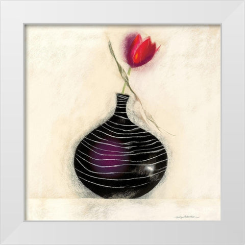 TULIP IN BLACK VASE I White Modern Wood Framed Art Print by Robertson, Marilyn