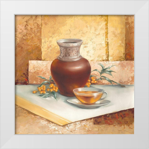 Still-Life WITH TEA White Modern Wood Framed Art Print by Babichev
