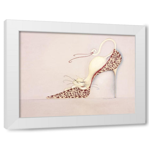 THE PURRFECT FIT II White Modern Wood Framed Art Print by Robertson, Marilyn