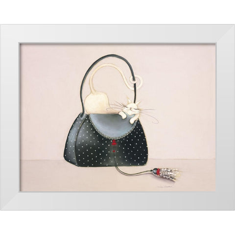 THE CAT OUT OF THE BAG I White Modern Wood Framed Art Print by Robertson, Marilyn