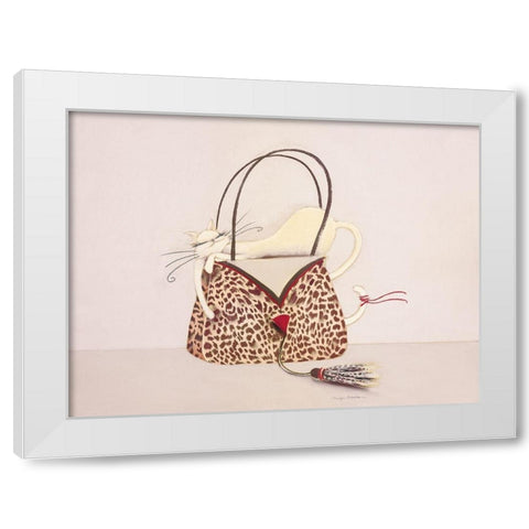 THE CAT OUT OF THE BAG II White Modern Wood Framed Art Print by Robertson, Marilyn