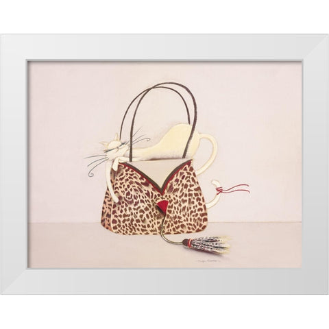 THE CAT OUT OF THE BAG II White Modern Wood Framed Art Print by Robertson, Marilyn